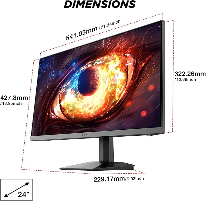 KOORUI 24" Gaming Monitor, 200Hz 1ms Fast IPS, FHD HDR400 Display, 90% DCI-P3 - Image 8