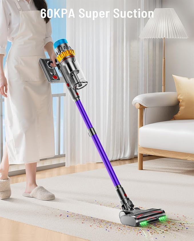 Cordless Vacuum Cleaner, 60KPA 75Min 650W Motor Powerful Vacuum Cleaners - Image 4