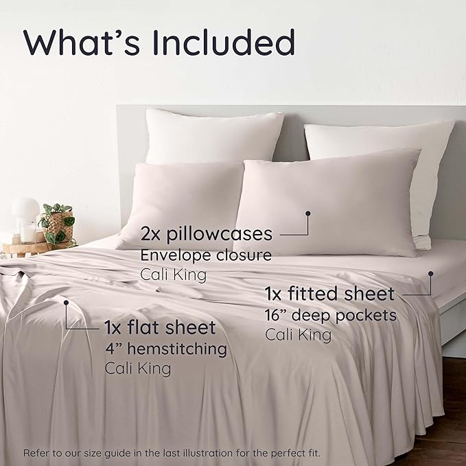 Bambaw California King Cooling Sheets Set 4pcs – 100% Viscose Derived from - Image 2