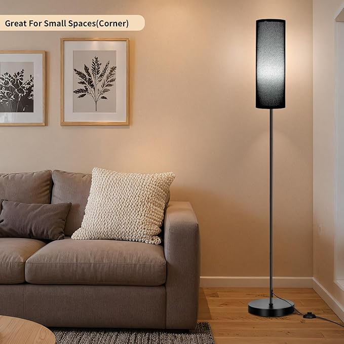 FRIDEKO HOME Floor Lamp with Black Shade, Simple Design with Foot Pedal Switch - Image 2