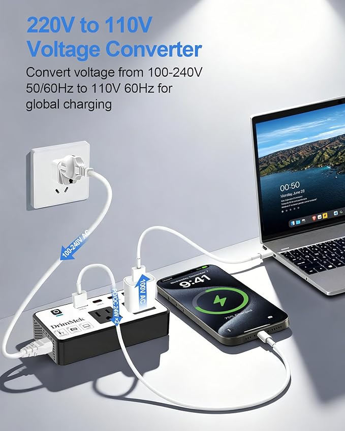 200W Voltage Converter US to Europe, Step Down Travel Power Adapter - Image 7