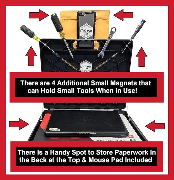 The OmniShelf Magnetic Portable Workstation + Toolbox, Computer & Laptop Stand - Image 5