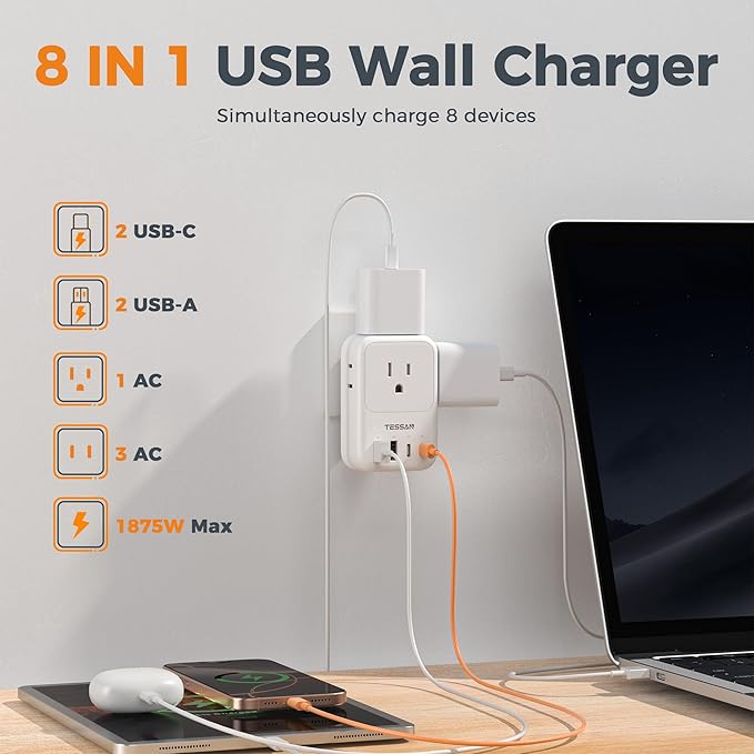 USB C Charger Block 20W PD, TESSAN Foldable Wall Charger - Image 2