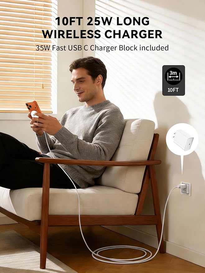 Qi2.2 25W Mag Safe Charger, 10FT iPhone 17 Magnetic Wireless Fast Charger - Image 5