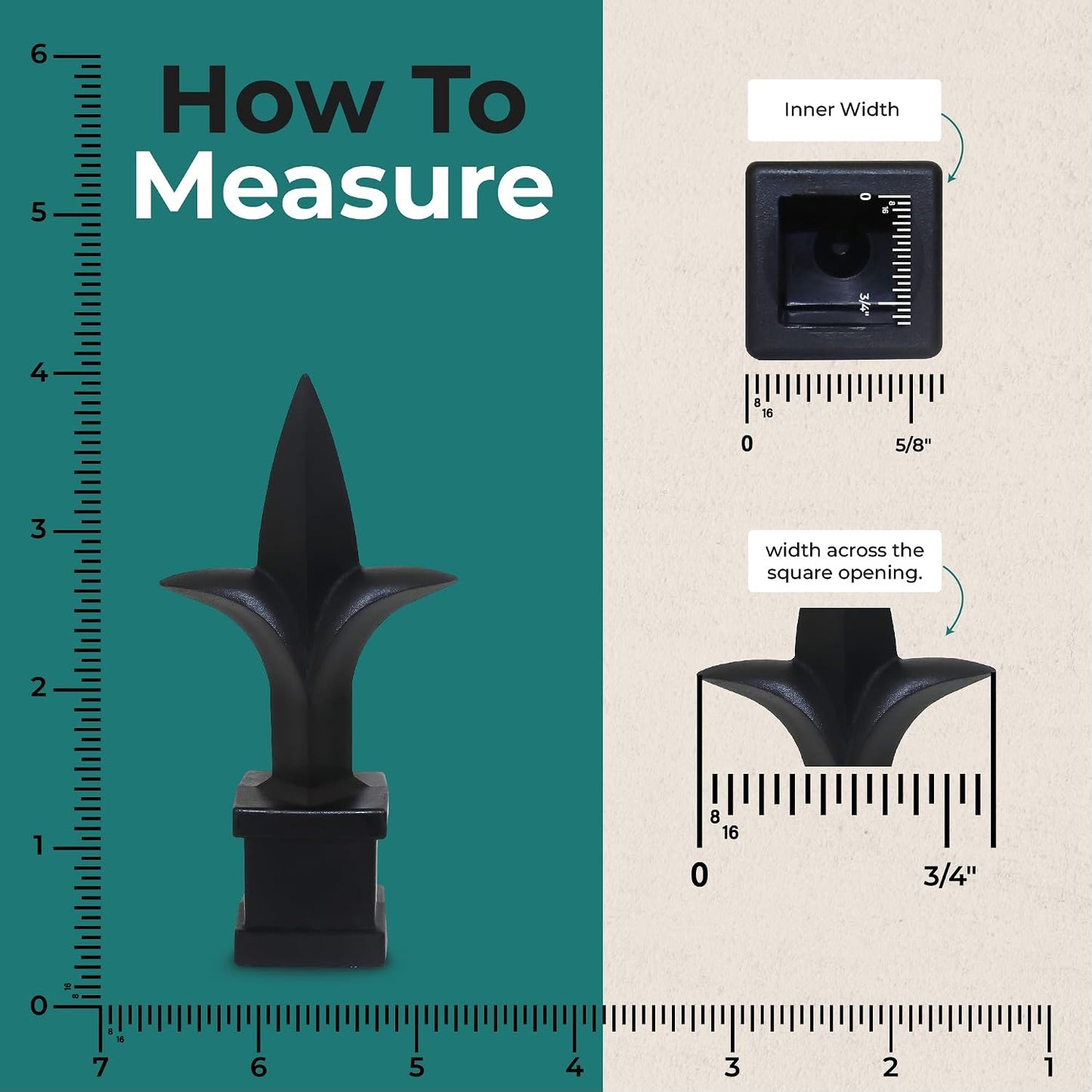 Address America Fence Finials Trident Spear High-Impact Polypropylene Black Finial Fence Topper (5ct, 1/2 inch) - Made in The USA - FF