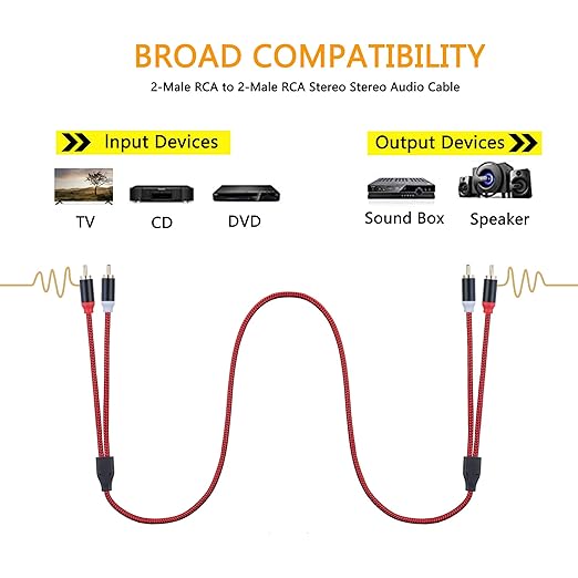 RCA Cable 10Ft, 2Rca Male to 2-RCA Male Audio Stereo Subwoofer Cable - Image 4