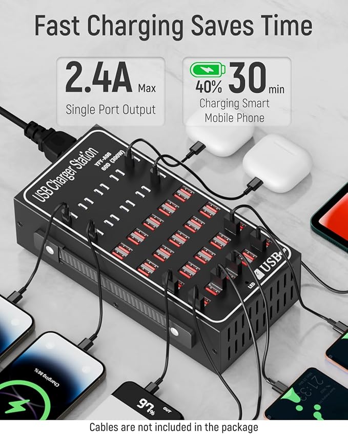 60 Port 300W USB Charging Station, Desktop Charging Station - Image 2