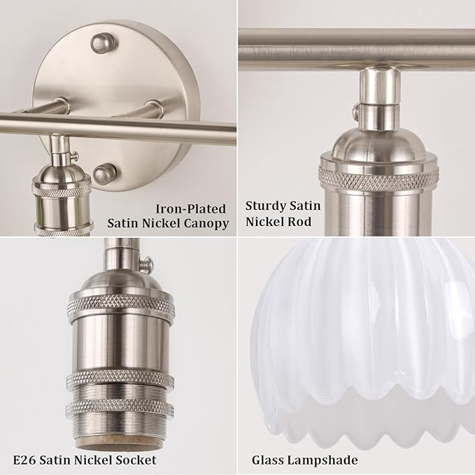 Shenmoyl Bathroom Light Fixtures, 3-Light Vanity Wall Light Over Mirror - Image 7