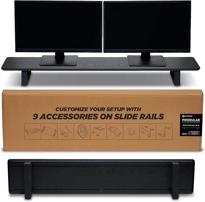 ULTRARM Moodular Wooden Monitor Stand 45.6” Large Desk Organizer by ULTRARM