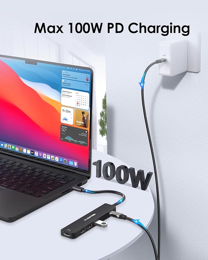 LENTION USB C Hub with 100W Charging, 4K@60Hz HDMI, Dual Card Reader, USB 3.0 & - Image 5