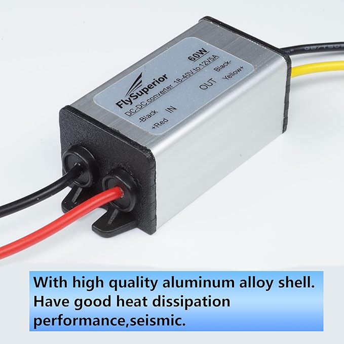 FlySuperior DC 24V/36V to 12V Step Down Converter Reducer Regulator, 60W Power - Image 3