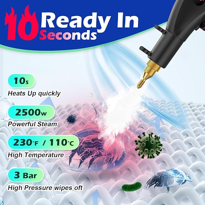 Flgocexs Steam Cleaner for Home, 2500W Pressurized Steam Cleaner - Image 2