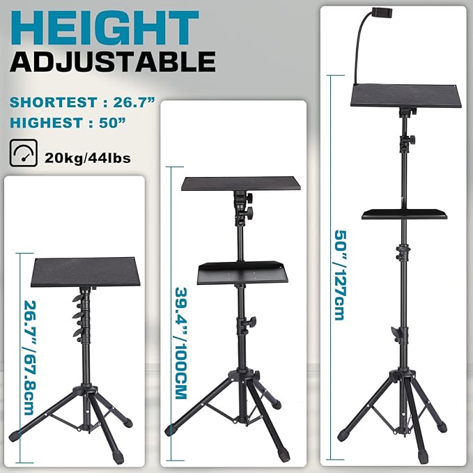Lusweimi Projector Tripod Stand, 50” Laptop Stand - Image 2