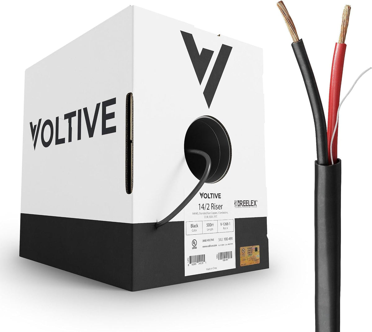 Voltive 14/2 Speaker Wire, Riser CL3R, 500ft