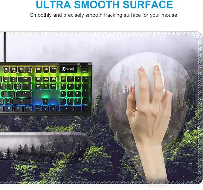 iCasso Desk Mat, Gaming Mouse Pad Wrist Support Set, 4in1 XXL Large Mousepad + - Image 5