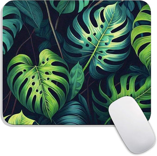 Armanza Square Mouse Pad Green Leaves, Personalized Premium-Textured Custom by Armanza