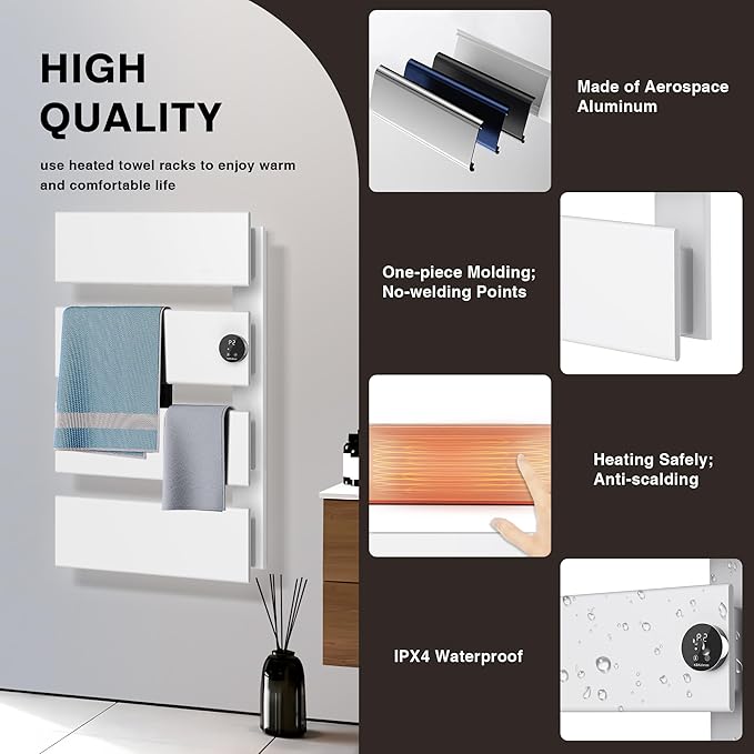 K&KALONZO Electric Towel Warmer, 18.35" W x 31" H Wall-Mounted Towel Heater - Image 5