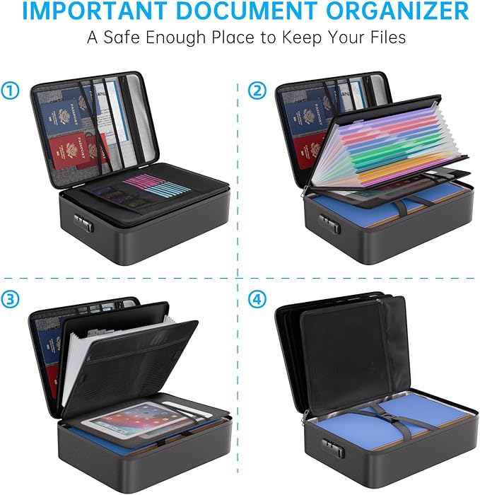 ENGPOW File Organizer Bag with 13 Pocket Accordion File Folder, Fireproof - Image 3