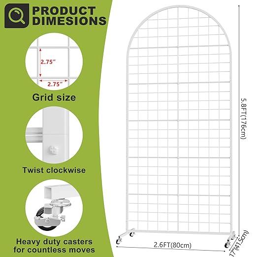 VGMiu Grid Wall Panel 1PCS Display Stand 2.6' x 5.8' FT White Grid Wall Panels - Image 2