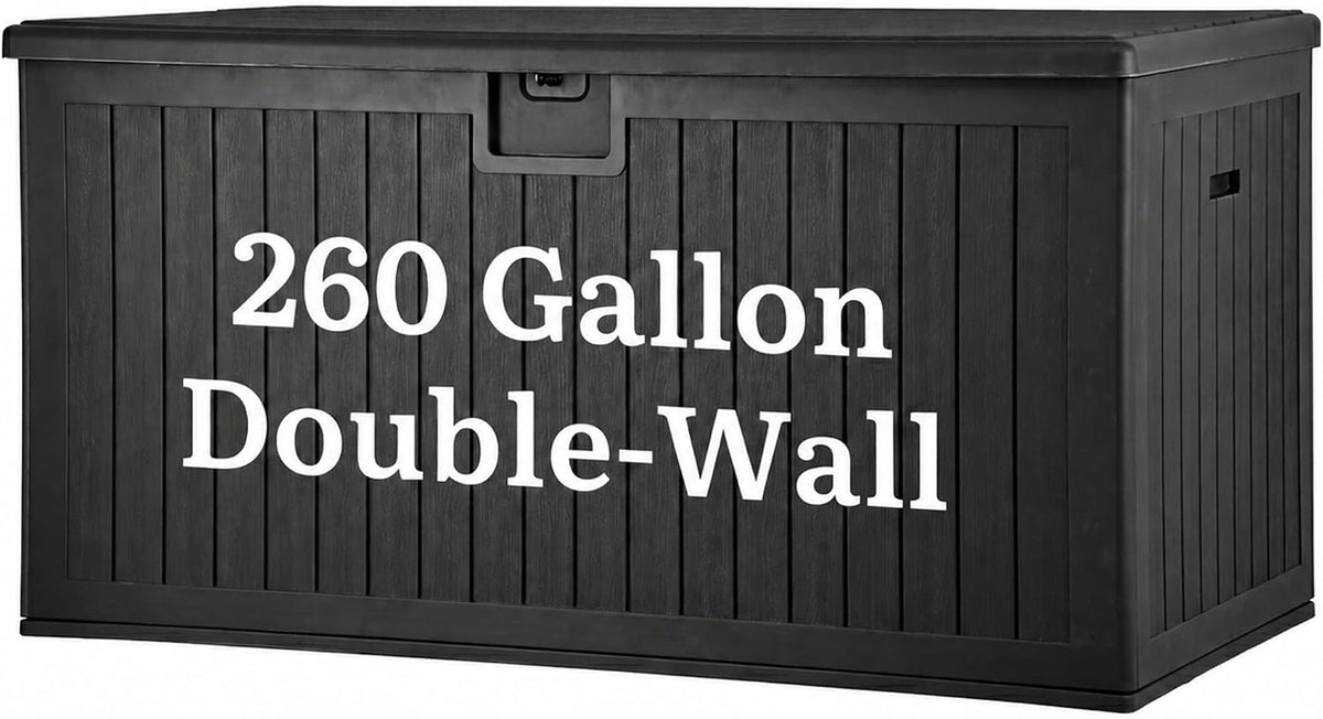 yitahome 260 gallon large deck box with divider, main product view