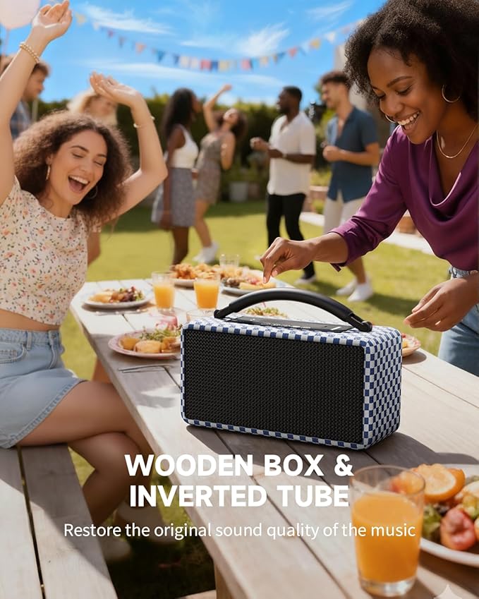 DINDIN Portable Bluetooth Speaker: 80W, 20H Playtime, Loud Wireless Wood - Image 7