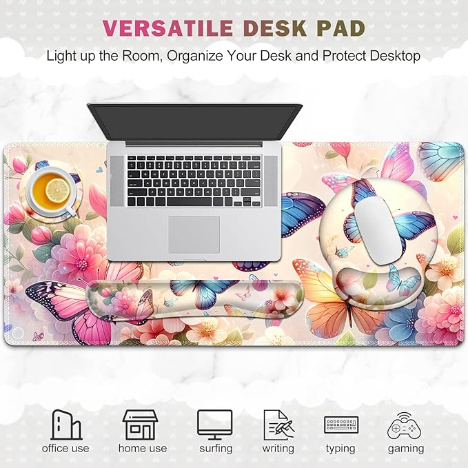 Gaming Mouse Pad, Large Desk Mat, Cute Desk Pad Protector, 4in1 XXL Mousepad + - Image 8