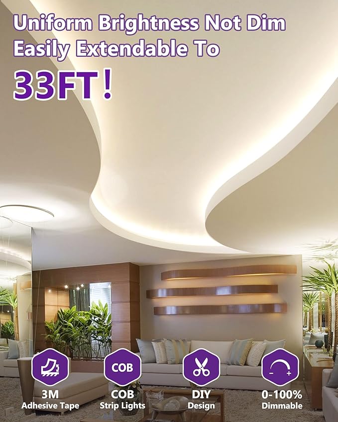 HitLights COB LED Strip Lights Neutral White 4000K, 16.4ft Premium High Density - Image 7