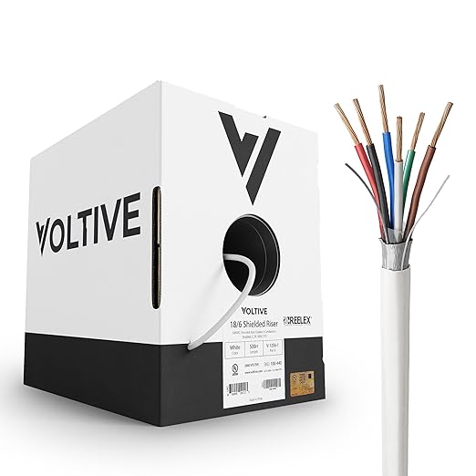 Voltive 18/6 Shielded Low Voltage Wire, Riser CL3R, 500ft by Voltive