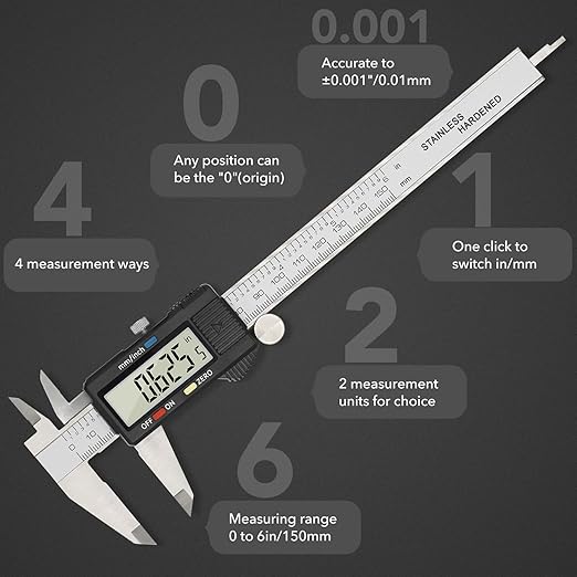 Digital Caliper Precise Measuring Tool, Vizbrite 6 inch Stainless Steel - Image 2