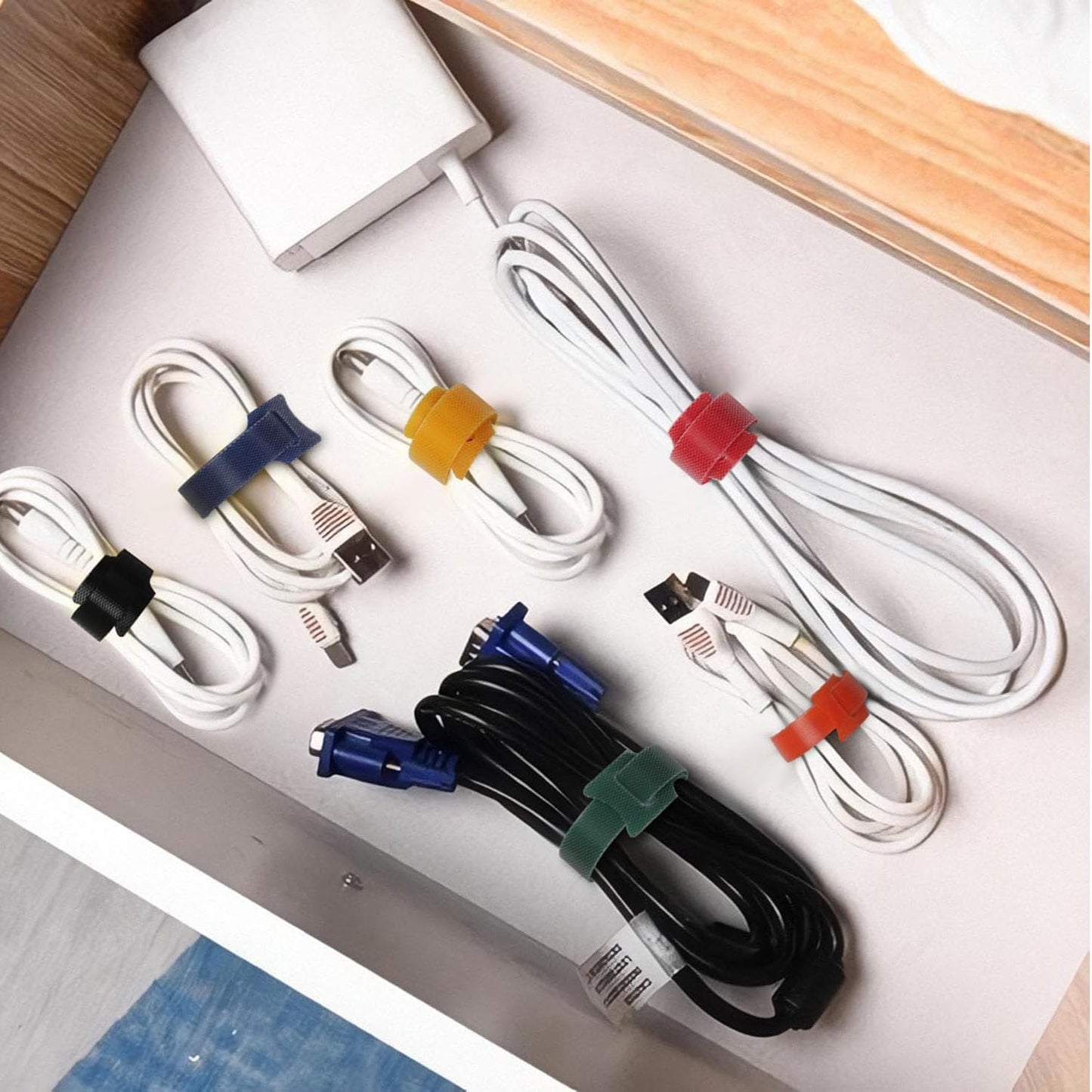 Reusable Hook and Loop Cable Ties, 102 Pcs 8 Inches Multicolor Nylon Fabric Fastening Straps for Cable Management and Organization