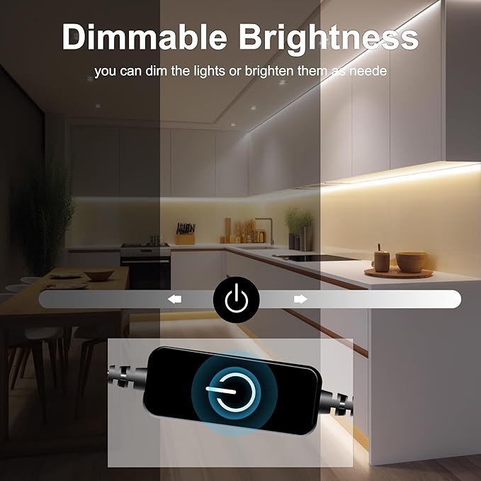 Pandery COB LED Strip Lights 5M, Touch Dimmable led Strips, 16.4ft LED Tape - Image 4