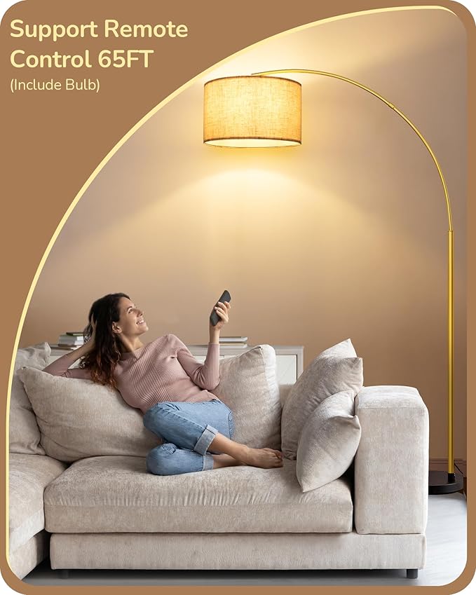 EDISHINE 78.3" Gold Arched Floor Lamp - Image 3