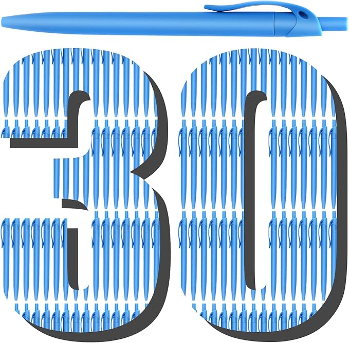 Aozora Pens Bulk 30 Pack Blue Click Pen No Bleed Wholesale Retractable by Aozora