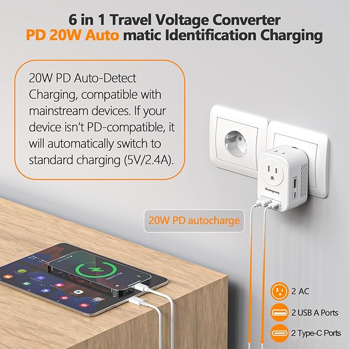 Shayangyoung Voltage Converter US to Europe, 220V to 110V Converter - Image 3