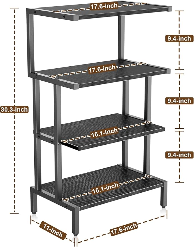 Aquzee Media Stand, Gaming Shelf, 4 Tier Small Electronics Shelves Video Game - Image 3