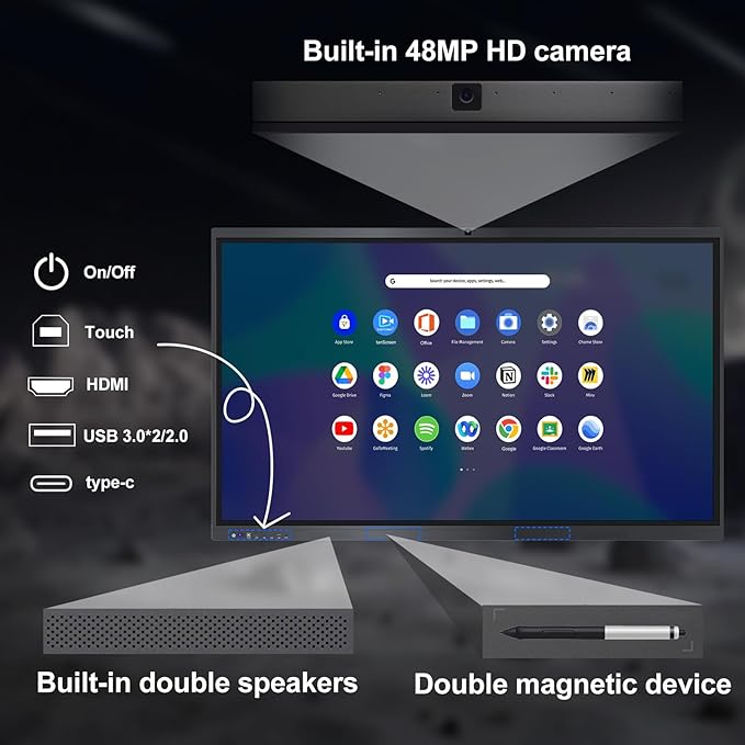 Smart Board, 4K UHD Touch Screen Open Dual System Smart Whiteboard, Digital - Image 4