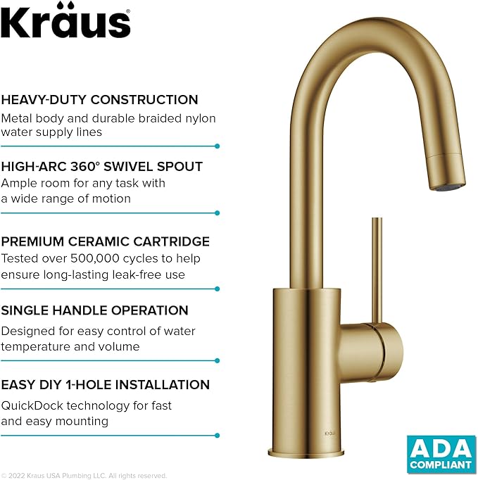 KRAUS Oletto Single Handle Kitchen Bar Faucet - Image 8