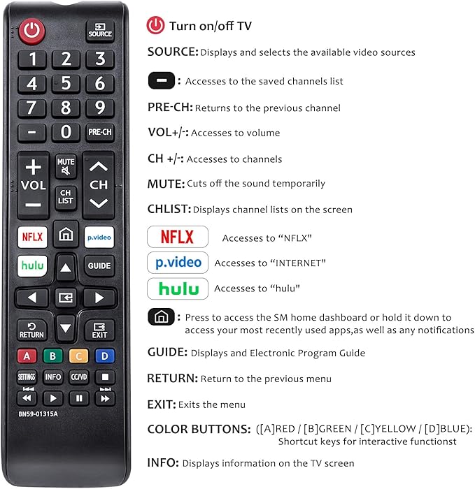 Replacement BN59-01315A BN59-01315J Remote Control Compatible - Image 6