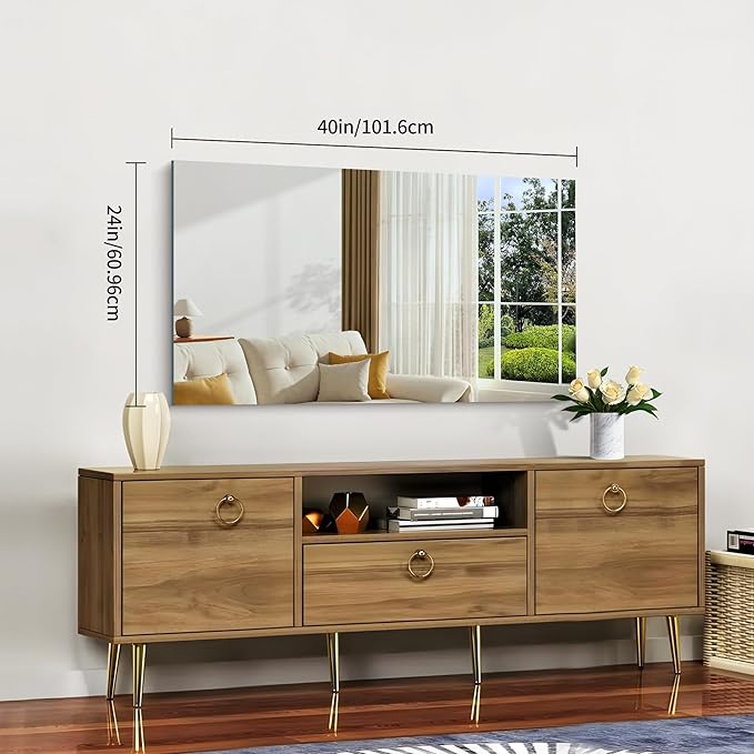 CILIBER Frameless Mirror, 24x40 Inch Rectangle Bathroom Mirrors - Image 4