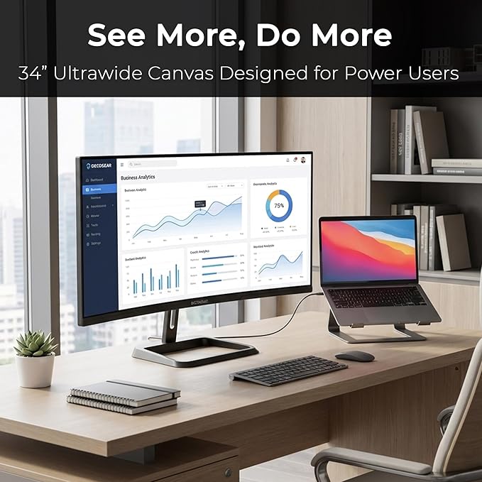 Deco Gear 34-Inch Business Curved Super UltraWide WQHD Monitor 3440 × 1440 - Image 3