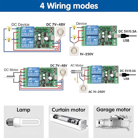 DieseRC 2 Channels WiFi Smart Switch, DC 5V 12V 24V 36V Passive Output Relay - Image 7