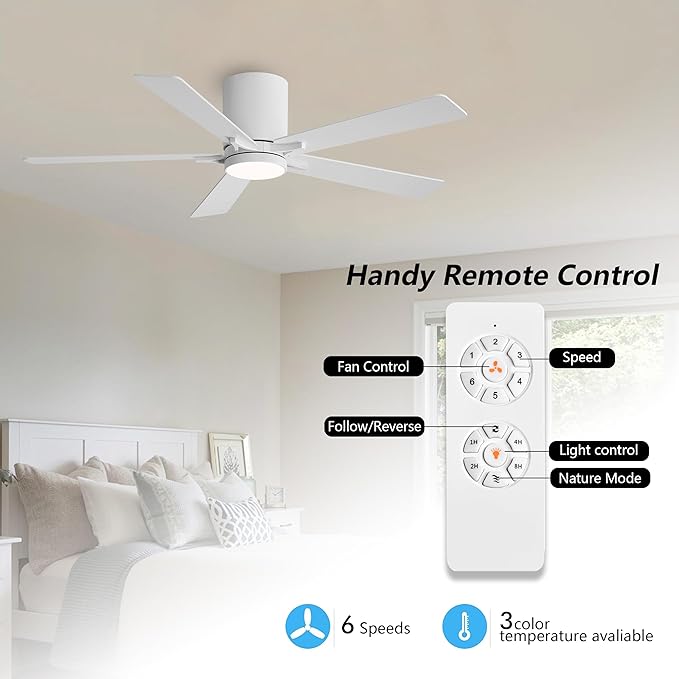 WINGBO 48" DC Flush Mount Ceiling Fan - Image 2