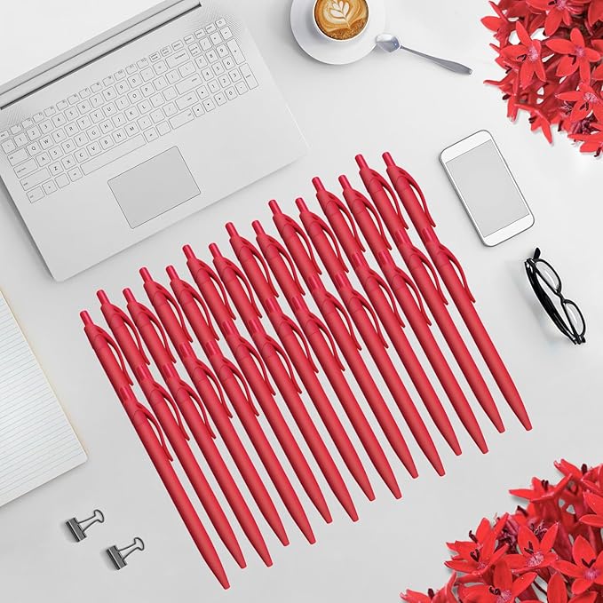 Aozora Pens Bulk 30 Pack Red Click Pens No Bleed Wholesale Retractable - Image 3