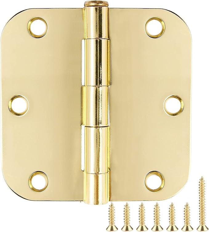 18 Pack Interior Door Hinges Polished Brass 3.5 inch X 3-1/2" 5/8 Radius by TDCHINGES
