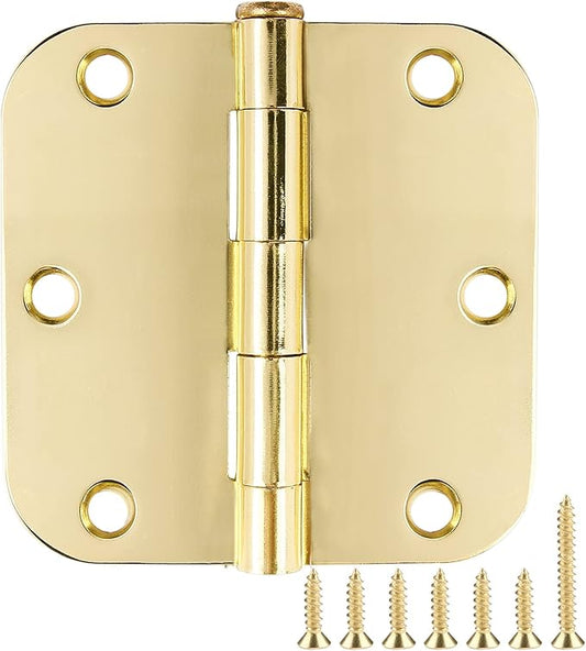 12 Pack Interior Door Hinges 3.5 inch X 3-1/2" 5/8 Radius, Polished Brass 3 ½" by TDCHINGES