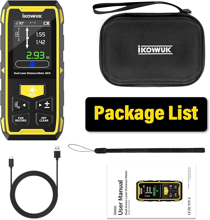 IKOVWUK Dual Laser Measuring Tool, 393FT/120M Bilateral Laser Distance Meter 6 - Image 8