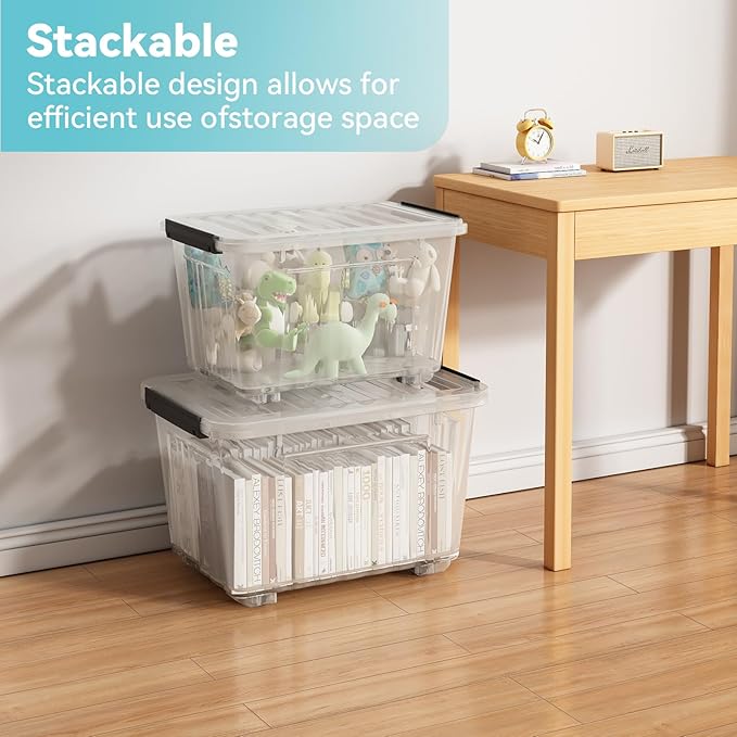 Nazhura 97 Quart Plastic Storage Bin, Stackable and Nestable Storage Boxes - Image 5