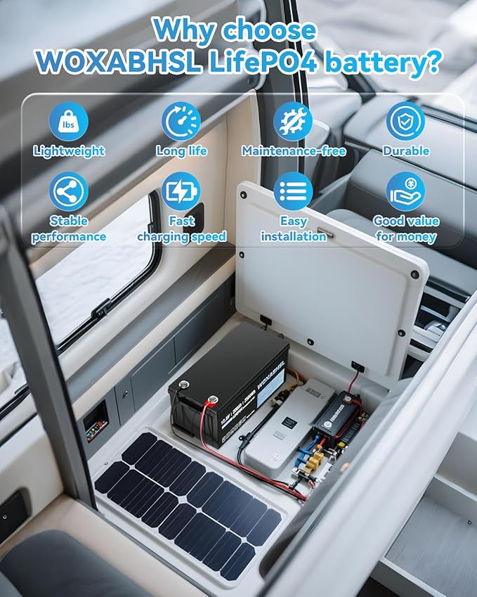 WOXABHSL 12V 200Ah LiFePO4 Lithium Battery 2 Parks, Built-in 200A BMS, 15000+ - Image 5