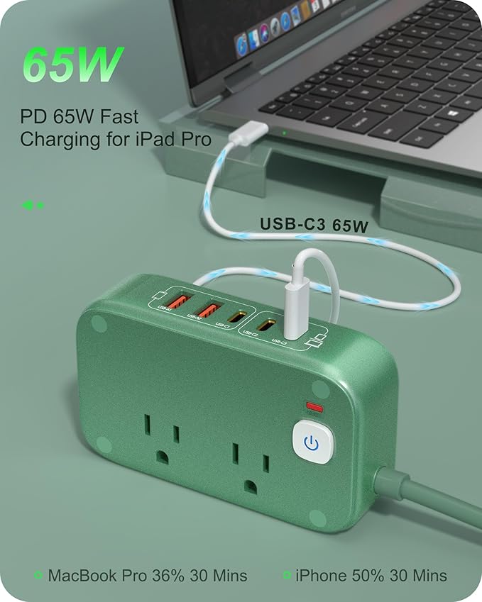 KWRNVO 7-IN-1 Power Strip, 85W PD USB C Power Strip, Desktop Charging Station - Image 3