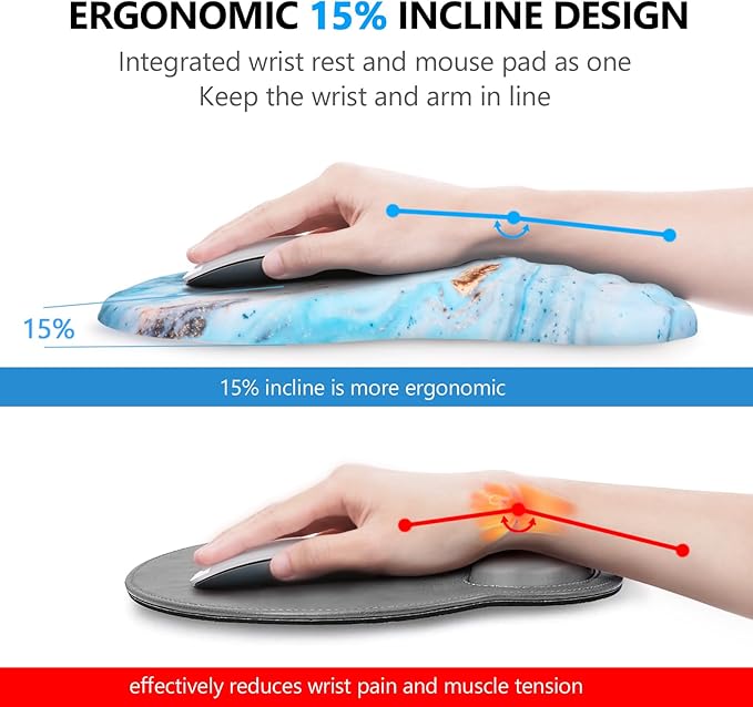 Mouse Pad Wrist Support, Laokiiy 2 in 1 Keyboard Wrist Rest+ Ergonomic Mouse Pad - Image 2